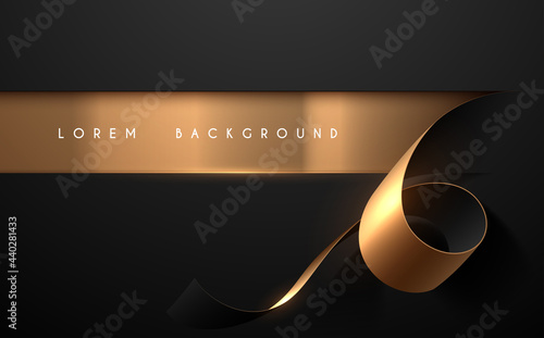 Abstract black and gold paper line background