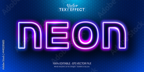 Neon text, neon style editable text effect
