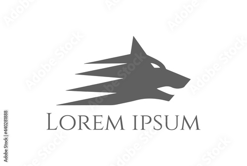 Simple Minimalist Fast Speed Wolf Dog Head Logo Design Vector
