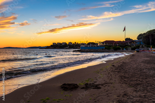 Fototapeta Naklejka Na Ścianę i Meble -  Ozdere Town coastal sunset view in Turkey