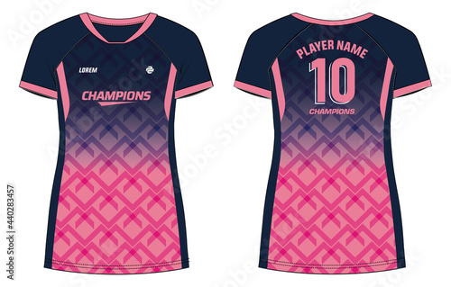 Women Sports Jersey t-shirt design concept Illustration, chevron printed Raglan V Neck t shirt for girls and Ladies Volleyball jersey, Football, badminton, Soccer and netball, Sport uniform kit