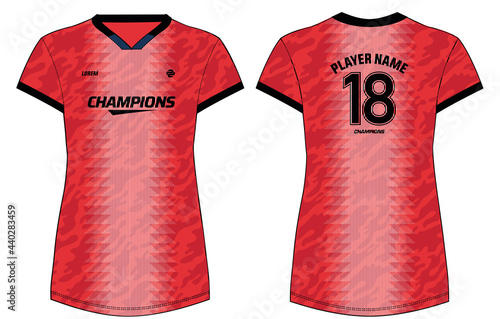 Women Sports Jersey t-shirt design with halftone geometric pattern concept Illustration suitable for girls and Ladies for Volleyball jersey, Football, Soccer and netball, Sport uniform kit for sports