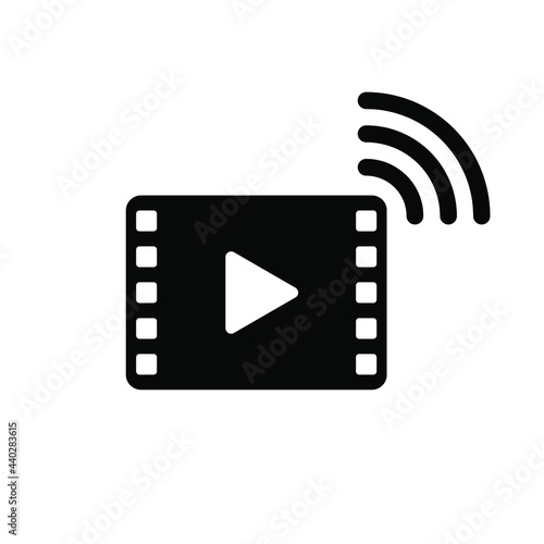 Play video streaming icon, Movie stream media online, Isolated vector design illustration