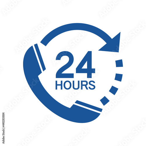 Call center 24 hours icon, Operator customer support symbol, Help center, Technical social support, All day business and service, Vector design illustration