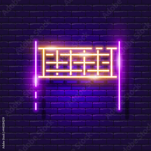 Volleyball net neon icon. Outdoor activities. Sports concept.