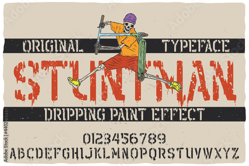 Stencil label font named Bobber Motorcycles. Vintage typeface for any your design like posters, t-shirts, logo, labels etc.