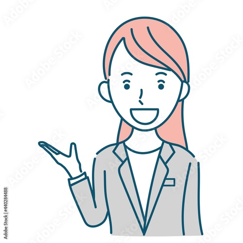 説明するビジネスパーソン女性のイラスト素材