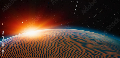 Fototapeta Naklejka Na Ścianę i Meble -  Planet earth covered sand dune of desert - Global warming and ecology concept 