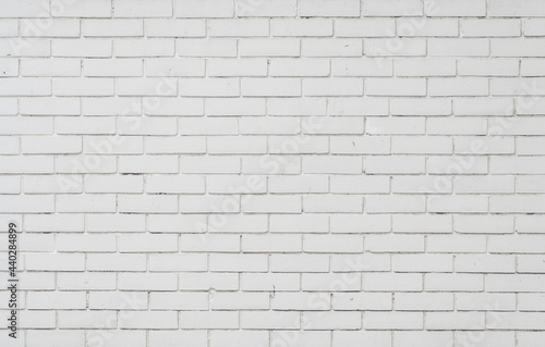 White brick wall. This brickwork design in stretcher bond.