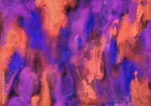 Pink, orange, blue and puple watercolor stains and stripes