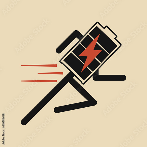 Fast charging battery concept. Flat style illustration. Isolated.