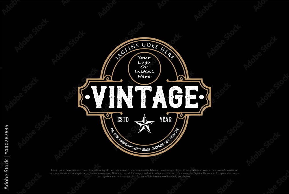 Elegant Luxury Old Classic Vintage Retro Badge Emblem Label Logo Design Vector