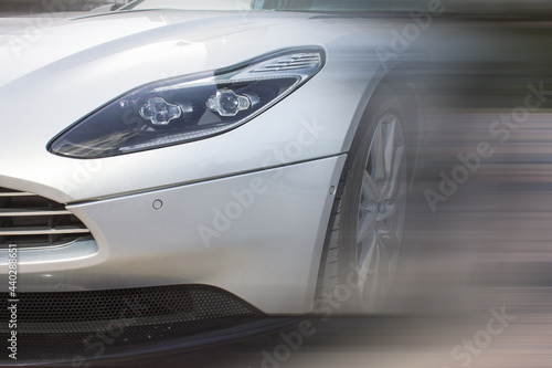 silver sports car with blur effect