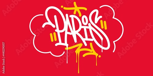 Flat Paris Abstract Hip Hop Urban Hand Written Graffiti Style Vector Illustration Calligraphy Art
