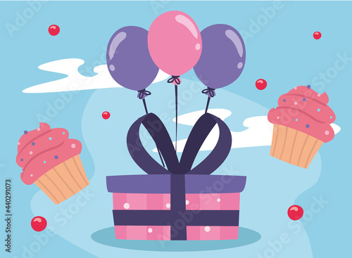 gift muffins and balloons