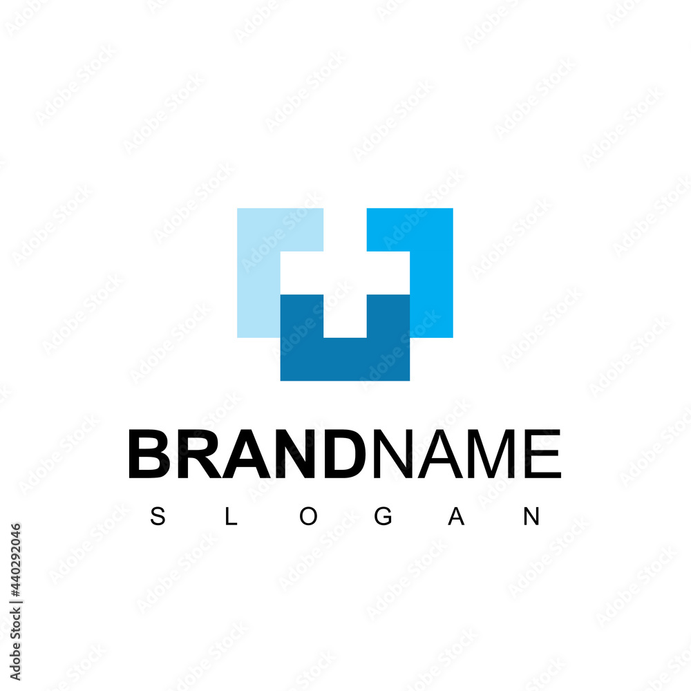 Health Care Logo, For Medical Center, With line Cross Symbol Health Care Logo, For Medical Center, With line Cross Symbol