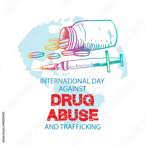  Illustration of International Day against Drug Abuse and illicit trafficking poster and banner design