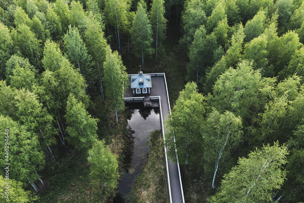 Naklejka premium The source of the Volga River. Volgoverkhovie village, Tver Oblast, Russia. High quality photo