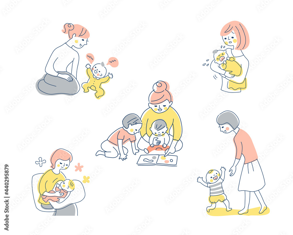 赤ちゃんとママ　さまざまなシーン　セット