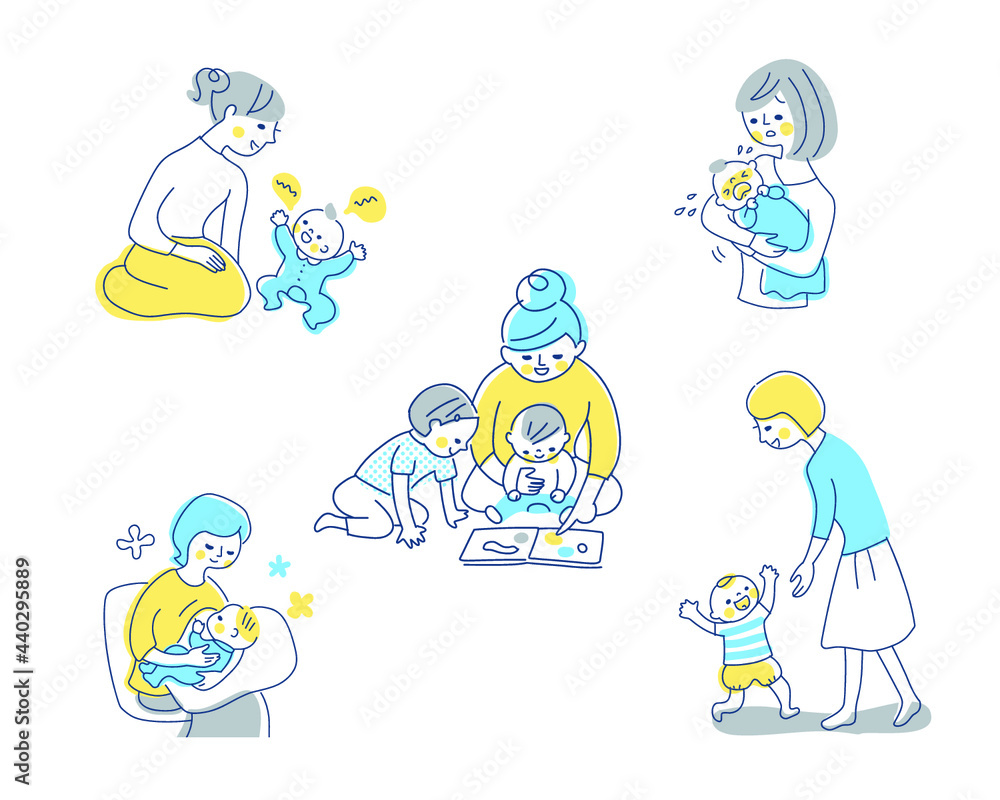 赤ちゃんとママ　さまざまなシーン　セット