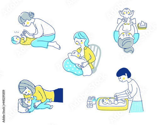 赤ちゃんとママ　さまざまなシーン　セット