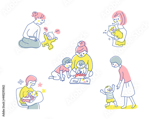 赤ちゃんとママ　さまざまなシーン　セット