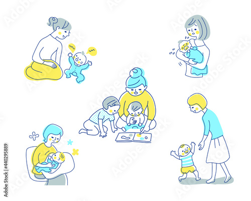 赤ちゃんとママ　さまざまなシーン　セット