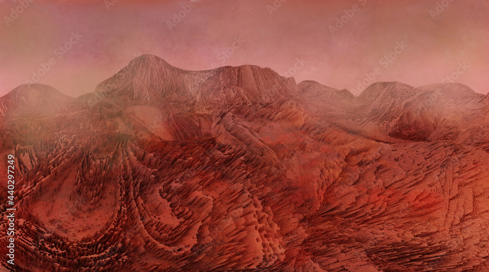 Mars landscape, science fiction illustration - obrazy, fototapety, plakaty 