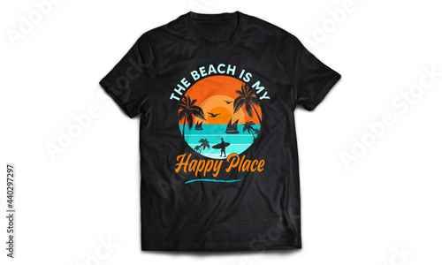 "The Beach is my happy place", Summer Beach t-shirt Design