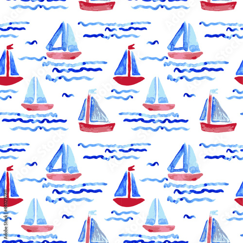 Seamless pattern with boats. 