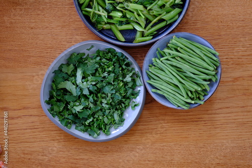 A close-up on some green vegetables.