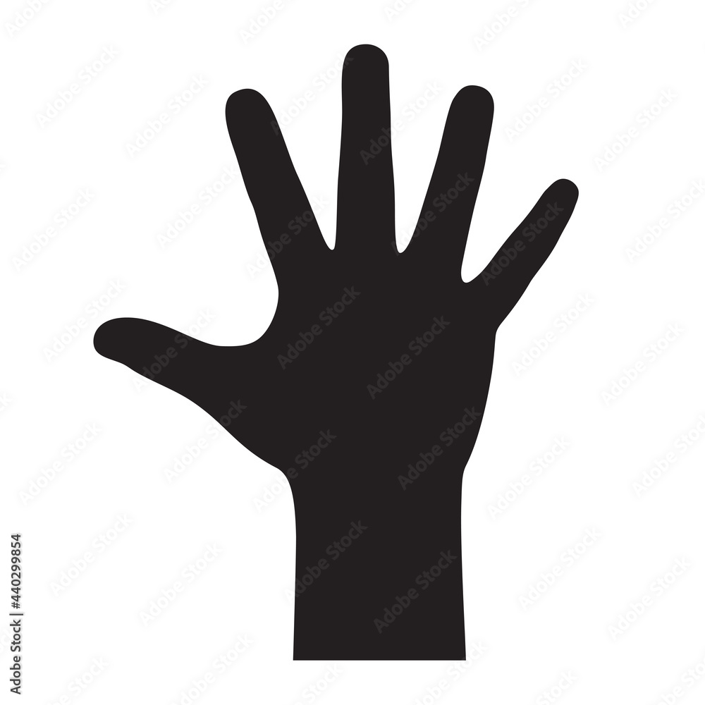 illustration black silhouette of a hand, palm up, fingers outstretched. illustration black silhouette of a hand, palm up, fingers outstretched.