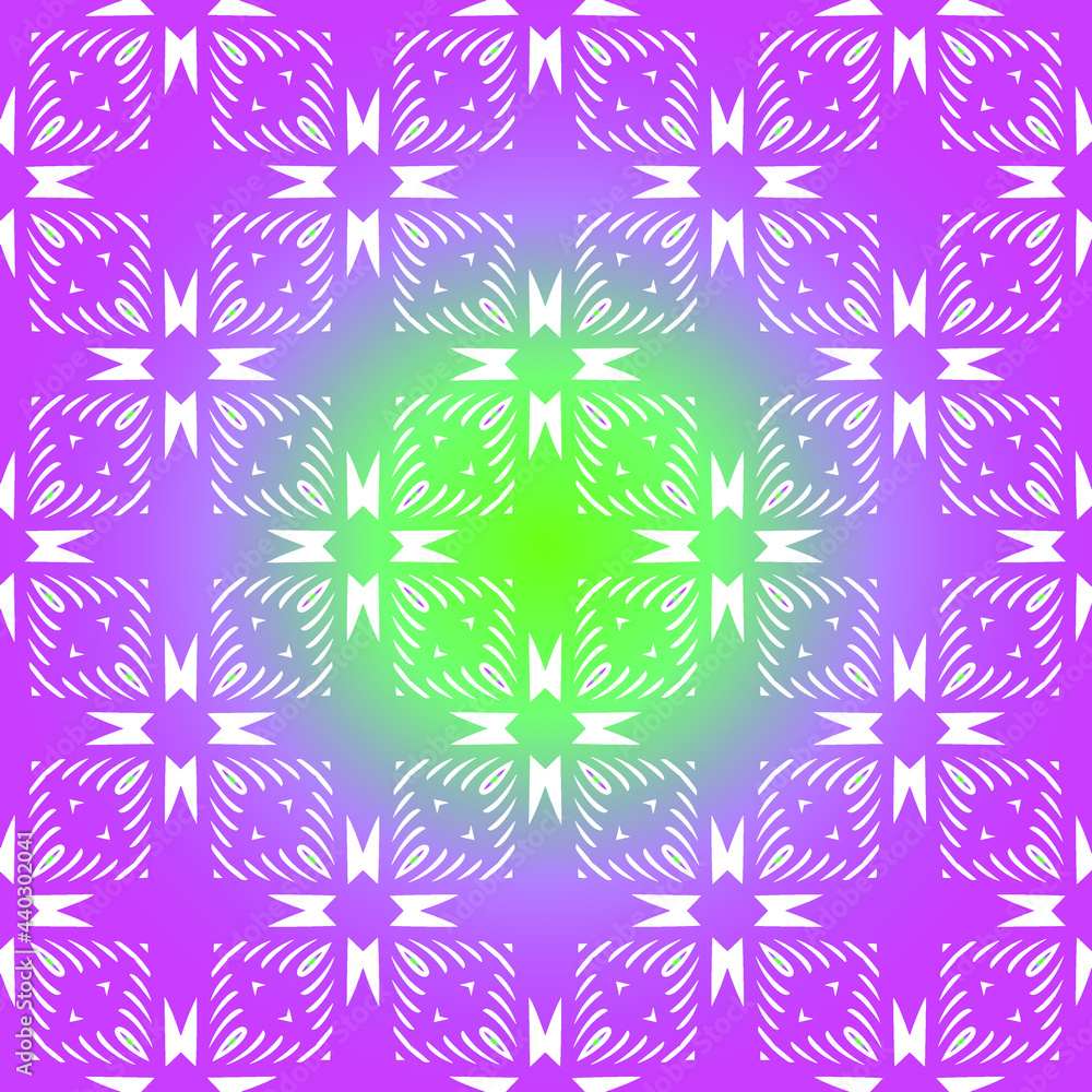 Geometric vector pattern with purple and green gradient. simple ornament for wallpapers and backgrounds.