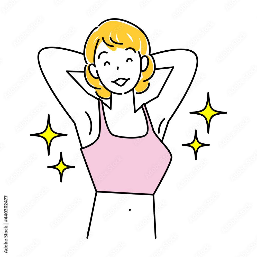 ムダ毛(わき毛)を脱毛し綺麗になった脇の下を見せている笑顔の可愛い女性 イラスト ベクター
Armpits cleaned up after removing unwanted hair (armpit hair). Pretty woman with a smile showing her armpits. Illustration. Simple.Vector. ムダ毛(わき毛)を脱毛し綺麗になった脇の下を見せている笑顔の可愛い女性 イラスト ベクター
Armpits cleaned up after removing unwanted hair (armpit hair). Pretty woman with a smile showing her armpits. Illustration. Simple.Vector.