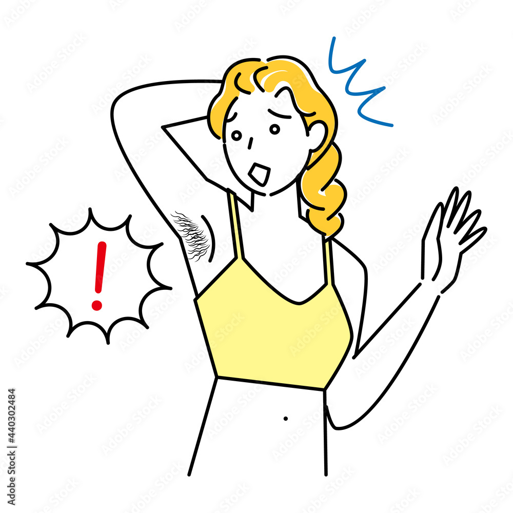 ムダ毛(わき毛)を気にする可愛い女性 イラスト シンプル ベクター
Cute woman worrying about unwanted hair (armpit hair). Illustration. Simple.Vector. ムダ毛(わき毛)を気にする可愛い女性 イラスト シンプル ベクター
Cute woman worrying about unwanted hair (armpit hair). Illustration. Simple.Vector.