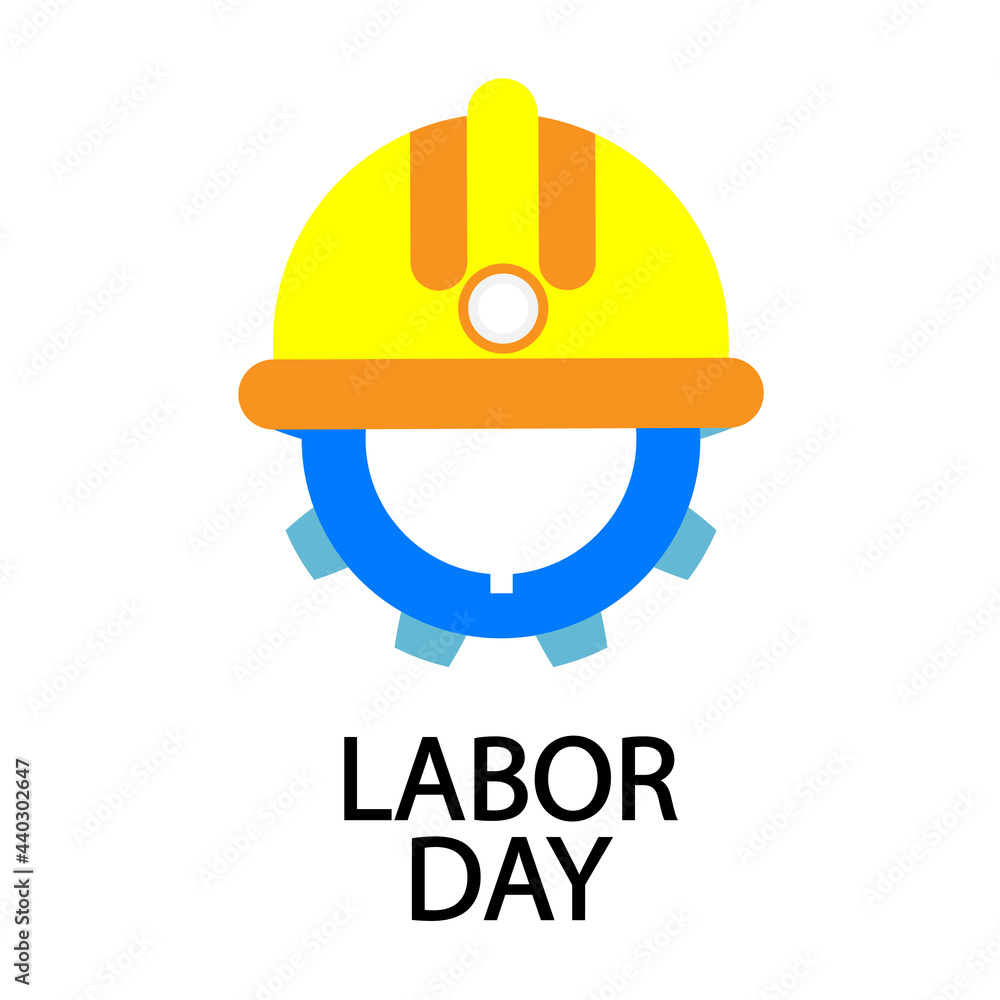 Protective helmet and gear for labor day, vector art illustration.