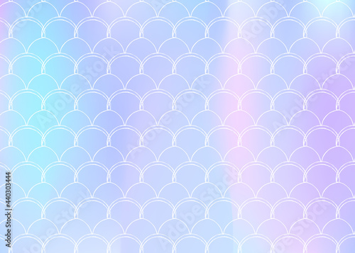 Gradient scale background with holographic mermaid.
