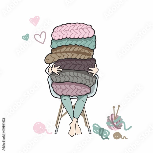 Knitted products for the interior
yarn vector illustration