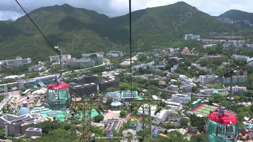 Cable car rides are seen at the amusement and animal theme park Ocean Park in Hong Kong photo