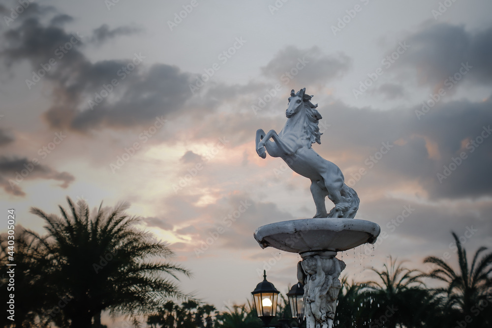 Elegant horse statue in the park