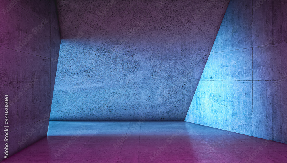 Naklejka premium Abstract concrete interior modern futuristic cool shades. 3d render
