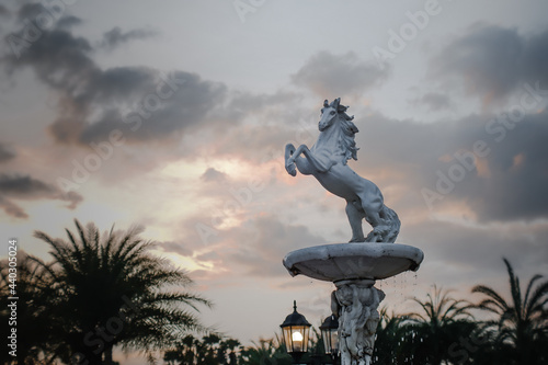 Elegant horse statue in the park