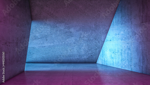 Fototapeta Naklejka Na Ścianę i Meble -  Abstract concrete interior modern futuristic cool shades. 3d render