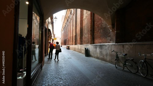 Ferrara, Italy, view of Guglielmo Adelardi historical downtown street photo