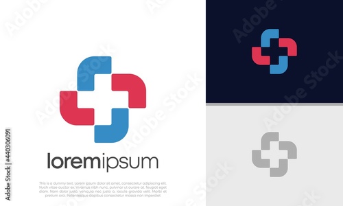 Abstract logotype for medical pharmacy. Logo design template. Medical health. Community logo design.