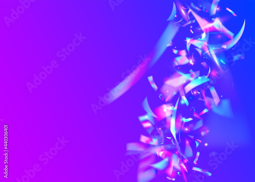 Rainbow Confetti. Unicorn Foil. Birthday Texture. Disco Banner. Hologram Background. Laser Abstract Gradient. Webpunk Art. Blue Retro Glitter. Purple Rainbow Confetti