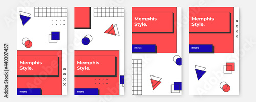 Wallpaper Mural Vector set of red blue abstract geometric cover background with minimal trendy style.
 Torontodigital.ca