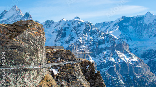 View on Grindelwald First and scenic Alps background photo