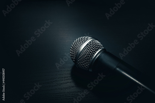concept of music and recording. microphone on a black background.