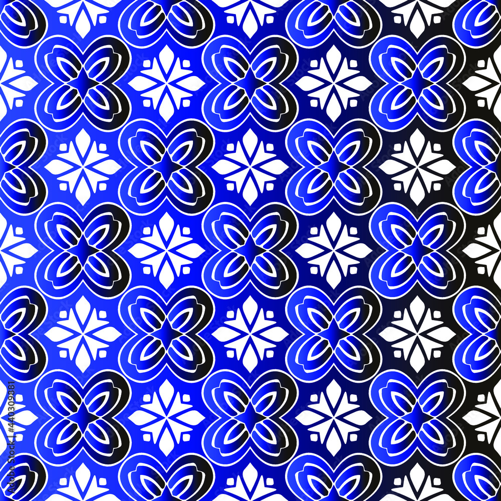 Geometric vector pattern with blue and black gradient. simple ornament for wallpapers and backgrounds.
